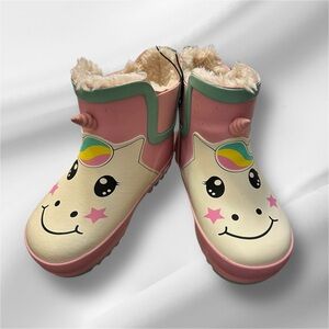 Kids Unicorn Rain Boots - Pink and Cream